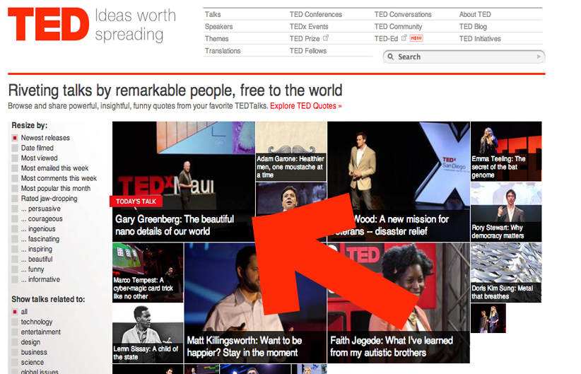 Gary Greenberg on TED Home Page